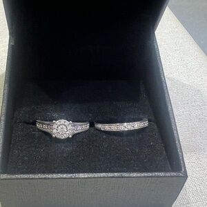 10k white gold diamond bridal set 1/3 ct total diamond